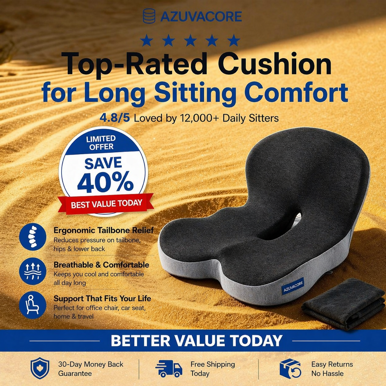 Azuvacore™ Ergonomic Seat Cushion