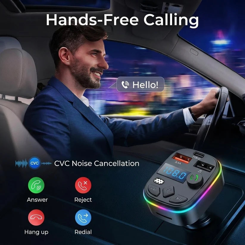 Bluetooth FM Transmitter with PD USB-C Fast Charging